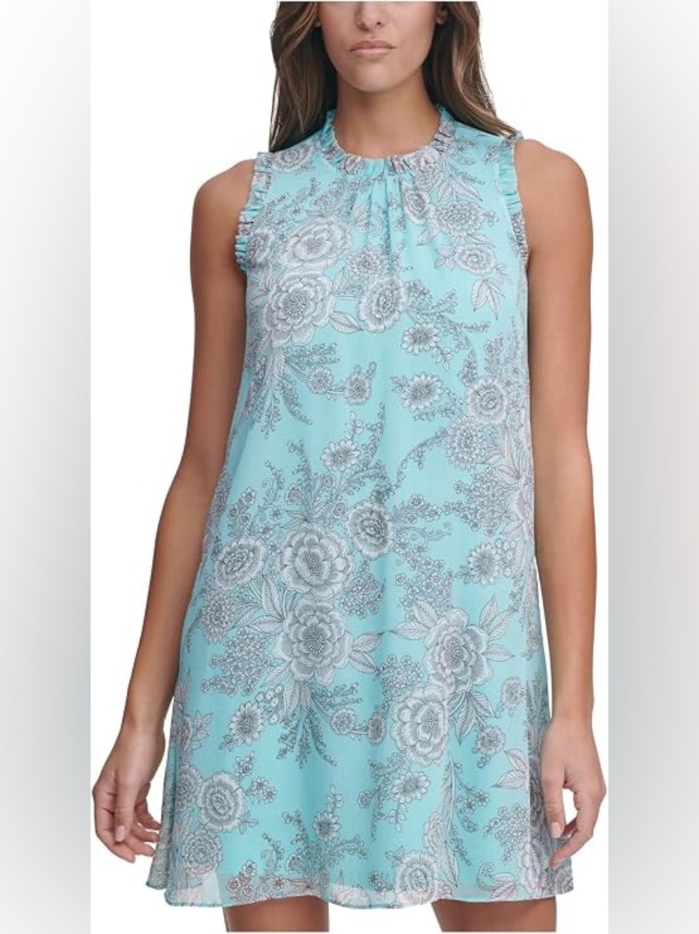 Tommy Hilfiger Sleeveless Floral Blue Trapeze Dress Size 2 Petite NWT